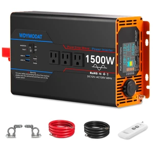 1500W Pure Sine Wave Inverter, Car Power Inverter 12V to 110V 120V, DC to AC Converter Generator with AC Outlets 3.0A USB Type-C, Remote Controller LCD Display Truck Inversor for Vehicles, RV 1500W Pure Sine Wave Inverter, Car Power Inverter 12V to 110V 120V, DC to AC Converter Generator with AC Outlets 3.0A USB Type-C, Remote Controller LCD Display Truck Inversor for Vehicles, RV