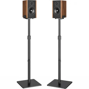 Height-Adjustable Speaker Stands Pair, Black Height Adjustable from 33.4" to 44", 11LBS Capacity, Surround Sound Speaker Stands, Cable Management, 1 Pair Height-Adjustable Speaker Stands Pair, Black Height Adjustable from 33.4" to 44", 11LBS Capacity, Surround Sound Speaker Stands, Cable Management, 1 Pair