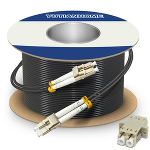 50m (165ft) LC to LC Duplex OM3 Outdoor Armored Fiber Optic Patch Cable, 40Gb 10Gb, 50/125um Multimode Optical Fiber Cable, Low Friction LSZH Black 50m (165ft) LC to LC Duplex OM3 Outdoor Armored Fiber Optic Patch Cable, 40Gb 10Gb, 50/125um Multimode Optical Fiber Cable, Low Friction LSZH Black