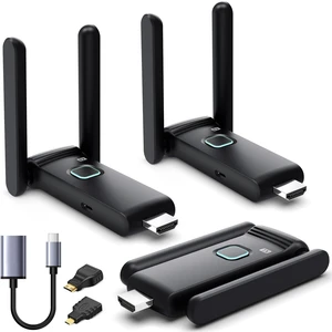 Wireless HDMI 2 Receivers and Transmitter,Up to 6 RXs,No Hot,Plug and Play,2.4/5.8GHz Wirelessly Stream to Multiple Screen,50M/165FT,Wireless HDMI Adapter for TV/DSLR Camera/Projector/Laptop Wireless HDMI 2 Receivers and Transmitter,Up to 6 RXs,No Hot,Plug and Play,2.4/5.8GHz Wirelessly Stream to Multiple Screen,50M/165FT,Wireless HDMI Adapter for TV/DSLR Camera/Projector/Laptop