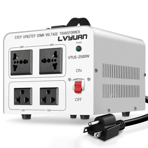 2500W Watt Voltage Transformer Converter Step Up/Down Converter 110/120 Volt - 220/240 Volt with 3 US&2 EU&1 Universal Outlet and CE Certified,Circuit Break Protection 2500W Watt Voltage Transformer Converter Step Up/Down Converter 110/120 Volt - 220/240 Volt with 3 US&2 EU&1 Universal Outlet and CE Certified,Circuit Break Protection