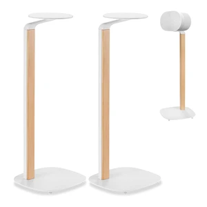 Universal Wood & Metal Speaker Stands Pair 30.75" Floor Standing for Bookshelf & Compact Speakers | 22 lb Capacity | Cable Management (White and Beech, Universal Speaker Stand) Universal Wood & Metal Speaker Stands Pair 30.75" Floor Standing for Bookshelf & Compact Speakers | 22 lb Capacity | Cable Management (White and Beech, Universal Speaker Stand)