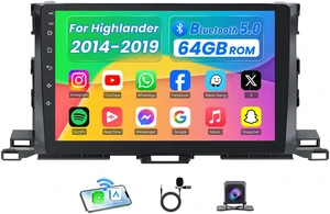 4Core+64G ROM Car Radio for Toyota Highlander 2014-2019 with Wireless CarPlay Android Auto: 5G WiFi Stereo 10.2 Inch Touch Screen 1280 * 800 GPS Navigation Bluetooth SWC FM RDS Radio Backup Camera 4Core+64G ROM Car Radio for Toyota Highlander 2014-2019 with Wireless CarPlay Android Auto: 5G WiFi Stereo 10.2 Inch Touch Screen 1280 * 800 GPS Navigation Bluetooth SWC FM RDS Radio Backup Camera