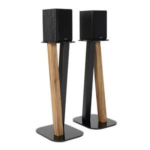 One Pair Fixed Height Universal Speaker Floor Stands - Oak Black - 600 Series One Pair Fixed Height Universal Speaker Floor Stands - Oak Black - 600 Series