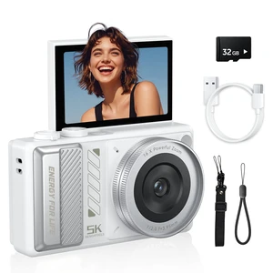 5K Digital Camera for Photography, 2026 Latest 80MP Autofocus WiFi Vlogging Camera for YouTube, 3'' 180° Flip Screen Compact Travel Camera for Beginners with 16X Zoom, 32GB TF Card, Flash (White) 5K Digital Camera for Photography, 2026 Latest 80MP Autofocus WiFi Vlogging Camera for YouTube, 3'' 180° Flip Screen Compact Travel Camera for Beginners with 16X Zoom, 32GB TF Card, Flash (White)