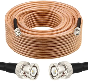 RG8X BNC Extension Cable, Low Loss BNC Male to BNC Male Coaxial Cable, 50 Ohm Flexible Coax Jumper with Dual-Layer Strain Relief for CCTV Security Camera, RF Antennas, Oscilloscope 100FT RG8X BNC Extension Cable, Low Loss BNC Male to BNC Male Coaxial Cable, 50 Ohm Flexible Coax Jumper with Dual-Layer Strain Relief for CCTV Security Camera, RF Antennas, Oscilloscope 100FT