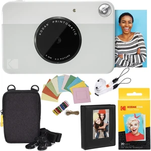 Printomatic Instant Camera Bundle (Grey) Zink Paper (20 Sheets) - Case - Photo Album - Hanging Frames Printomatic Instant Camera Bundle (Grey) Zink Paper (20 Sheets) - Case - Photo Album - Hanging Frames