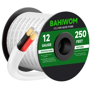 12 Gauge 250FT Speaker Wire CCA 2 Conductors Cord CL2 Rated Speaker Cable for Indoor,in-Wall,in-Ceiling,Home Theater & Commercial Audio with White PVC Jacket 12 Gauge 250FT Speaker Wire CCA 2 Conductors Cord CL2 Rated Speaker Cable for Indoor,in-Wall,in-Ceiling,Home Theater & Commercial Audio with White PVC Jacket