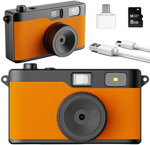 Screen Free Digital Camera, Reusable 12MP Vintage Digital Camera with Unlimited DIY Filters, OTG Support and Flash Light for Summer Camp with 8GB Micro SD Card, OTG Adapter and Type-C CableOrange Screen Free Digital Camera, Reusable 12MP Vintage Digital Camera with Unlimited DIY Filters, OTG Support and Flash Light for Summer Camp with 8GB Micro SD Card, OTG Adapter and Type-C CableOrange