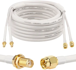 SMA Extension Cable - 30FT SMA Male to SMA Female Coax Cable Ultra Low-Loss Twin-KMR195 Coaxial Cable Antenna Extension Cable with SMA Connector for 5G Cellular Routers, Gateways, Hotspots SMA Extension Cable - 30FT SMA Male to SMA Female Coax Cable Ultra Low-Loss Twin-KMR195 Coaxial Cable Antenna Extension Cable with SMA Connector for 5G Cellular Routers, Gateways, Hotspots