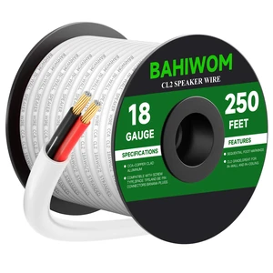 18 Gauge 250FT Speaker Wire CCA 2 Conductors Cord CL2 Rated Speaker Cable for Indoor,in-Wall,in-Ceiling,Home Theater & Commercial Audio with White PVC Jacket 18 Gauge 250FT Speaker Wire CCA 2 Conductors Cord CL2 Rated Speaker Cable for Indoor,in-Wall,in-Ceiling,Home Theater & Commercial Audio with White PVC Jacket