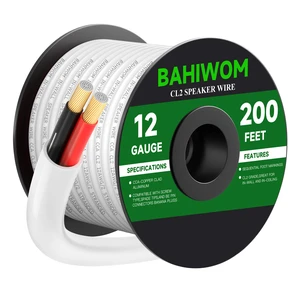 12 Gauge 200FT Speaker Wire CCA 2 Conductors Cord CL2 Rated Speaker Cable for Indoor,in-Wall,in-Ceiling,Home Theater & Commercial Audio with White PVC Jacket 12 Gauge 200FT Speaker Wire CCA 2 Conductors Cord CL2 Rated Speaker Cable for Indoor,in-Wall,in-Ceiling,Home Theater & Commercial Audio with White PVC Jacket