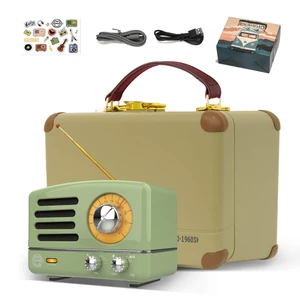 Portable Bluetooth Speaker, OTR Metal Vintage Small Wireless Speaker, FM Retro Radio with Antenna AUX, High Fidelity Stereo Audio with Suitcase, for Gift Home Outdoor Portable Bluetooth Speaker, OTR Metal Vintage Small Wireless Speaker, FM Retro Radio with Antenna AUX, High Fidelity Stereo Audio with Suitcase, for Gift Home Outdoor