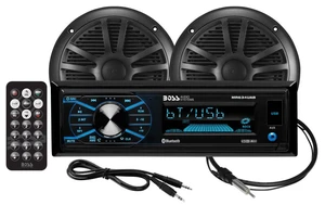 MCBK634B.6 Marine Boat Stereo & 6.5 Inch Speakers - Bluetooth, No CD DVD Player, Radio Receiver Head Unit, Dipole Antenna MCBK634B.6 Marine Boat Stereo & 6.5 Inch Speakers - Bluetooth, No CD DVD Player, Radio Receiver Head Unit, Dipole Antenna