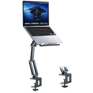 Laptop Mount for Desk, Tablet Arm Mount with 360° Rotating, Aluminum Laptop Tray Adjustable, Foldable Computer Stand/Holder, Fit for 11-15 Inch Laptops (Grayish Green) Laptop Mount for Desk, Tablet Arm Mount with 360° Rotating, Aluminum Laptop Tray Adjustable, Foldable Computer Stand/Holder, Fit for 11-15 Inch Laptops (Grayish Green)