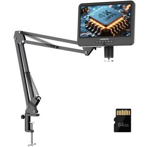 4K 30FPS HDMI 10.1'' Digital Microscope with Flex Arm Stand for Electronics, LM208S-A 4K Soldering Microscope Camera 1500X with Screen for Adults, Full View Coins, 3840P Video Audio, PC View, 64GB 4K 30FPS HDMI 10.1'' Digital Microscope with Flex Arm Stand for Electronics, LM208S-A 4K Soldering Microscope Camera 1500X with Screen for Adults, Full View Coins, 3840P Video Audio, PC View, 64GB