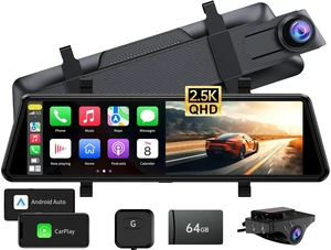 C810 CarPlay Mirror Dash Cam Front and Rear - 2.5K Rear View Mirror Camera, HDR Night Vision, FM/Wireless Audio, DIY 10-Min Install, Extreme Temp Resistant for Snowbelt & Vintage Cars C810 CarPlay Mirror Dash Cam Front and Rear - 2.5K Rear View Mirror Camera, HDR Night Vision, FM/Wireless Audio, DIY 10-Min Install, Extreme Temp Resistant for Snowbelt & Vintage Cars