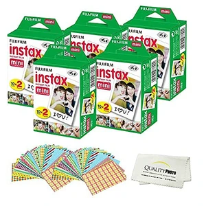 Instax Mini Instant Film Compatible with Instax Mini 8/9/11/12 Cameras Includes Frame Stickers and Quality Photo Microfiber Cloth (100 Prints) Instax Mini Instant Film Compatible with Instax Mini 8/9/11/12 Cameras Includes Frame Stickers and Quality Photo Microfiber Cloth (100 Prints)