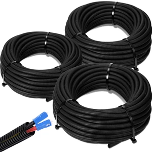 1/4", 1/2", 3/8" x 150ft Split Wire Loom Tubing Assortment Black Flexible Corrugated Cable Sleeve Polyethylene Electrical Wire Protector Cord Cover for Automotive Harness Home & Pet Safe 1/4", 1/2", 3/8" x 150ft Split Wire Loom Tubing Assortment Black Flexible Corrugated Cable Sleeve Polyethylene Electrical Wire Protector Cord Cover for Automotive Harness Home & Pet Safe