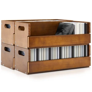 4 Set Wooden CD Storage Box Holder Shelf Cassette Tape Display Racks with Carrying Handles, Organizer Shelf for Movie Cases, DVDs, Each Set Can Store up to 36 Pcs CDs (Brown) 4 Set Wooden CD Storage Box Holder Shelf Cassette Tape Display Racks with Carrying Handles, Organizer Shelf for Movie Cases, DVDs, Each Set Can Store up to 36 Pcs CDs (Brown)