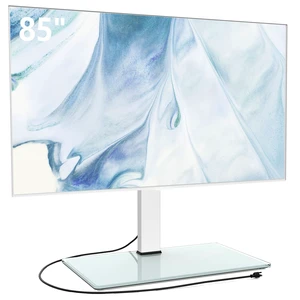 Universal TV Stand with Power Outlets for 50-85 inch TVs, Swivel&Height Adjustable Tall TV Stand for Bedroom Living Room, 27.5''Large Tempered Glass Base Holds up to 110 lbs, Ivory White Universal TV Stand with Power Outlets for 50-85 inch TVs, Swivel&Height Adjustable Tall TV Stand for Bedroom Living Room, 27.5''Large Tempered Glass Base Holds up to 110 lbs, Ivory White