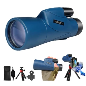 Monoculars Telescope, 12x55 HD Monocular for Adult with BAK4 Prism & FMC Lens, Lightweight Monocular with Smartphone Adapter Suitable for Bird Watching Hunting (Blue) Monoculars Telescope, 12x55 HD Monocular for Adult with BAK4 Prism & FMC Lens, Lightweight Monocular with Smartphone Adapter Suitable for Bird Watching Hunting (Blue)
