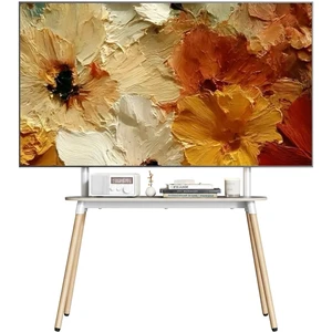Easel Floor TV Stand with Storage for 49-86 inch TVs, Height Adjustable 4-Leg Universal TV Stand with Cable Management & Protective Pads, Holds 110 lbs for Living Room, Office, School, White Easel Floor TV Stand with Storage for 49-86 inch TVs, Height Adjustable 4-Leg Universal TV Stand with Cable Management & Protective Pads, Holds 110 lbs for Living Room, Office, School, White