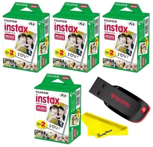 Instax Mini Instant Camera Film with Sandisk 32 GB USB Flash Drive + 4 x Mini Twin Packs (80 Sheets) and Buzz-Photo Microfiber Cleaning Cloth Instax Mini Instant Camera Film with Sandisk 32 GB USB Flash Drive + 4 x Mini Twin Packs (80 Sheets) and Buzz-Photo Microfiber Cleaning Cloth
