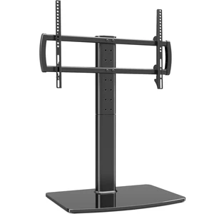 Universal Swivel TV Stand/Base Table Top Stand 40 to 86 inch TVs 110 Degree Swivel, 5 Level Height Adjustable, Heavy Duty Tempered Glass Base, Holds up 132lbs Screens, HT04B-003 Universal Swivel TV Stand/Base Table Top Stand 40 to 86 inch TVs 110 Degree Swivel, 5 Level Height Adjustable, Heavy Duty Tempered Glass Base, Holds up 132lbs Screens, HT04B-003