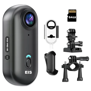 EIS 4K 64GB Mini Body Camera, One Button POV Action Camera, Wearable Thumb Size Video Recorder with IPX7 Waterproof, Helmet Mount, Magnetic Sport DV for Bike Cycling, Pet, Vlogging(Black) EIS 4K 64GB Mini Body Camera, One Button POV Action Camera, Wearable Thumb Size Video Recorder with IPX7 Waterproof, Helmet Mount, Magnetic Sport DV for Bike Cycling, Pet, Vlogging(Black)