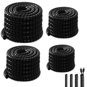 4 Pcs Spiral Wrap Cable Protector, Safe 1/4"+3/8"+1/2"+3/4" Od x 50 ft Pre Cut Lengths Hydraulic Hose Protector Wrap to Avoid Wear and Extend Life for Hydraulic Pneumatic Hoses (Black) 4 Pcs Spiral Wrap Cable Protector, Safe 1/4"+3/8"+1/2"+3/4" Od x 50 ft Pre Cut Lengths Hydraulic Hose Protector Wrap to Avoid Wear and Extend Life for Hydraulic Pneumatic Hoses (Black)
