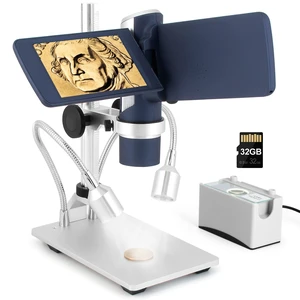 LM203S 4" HDMI Digital Microscope, Portable Coin Microscope Full View of Coins, 800X Handheld Coin Magnifier Magnifying with Light, Wireless USB Microscope with Metal Stand, 5pcs Microscope Slides LM203S 4" HDMI Digital Microscope, Portable Coin Microscope Full View of Coins, 800X Handheld Coin Magnifier Magnifying with Light, Wireless USB Microscope with Metal Stand, 5pcs Microscope Slides
