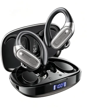 Wireless Earbuds with Stable Ear Hooks for Sports, Workout, Bluetooth Headphones, HiFi Sound, Deep Bass, 80hrs Playtime, Sweat Resistant for iOS/Android, Steel Gray Wireless Earbuds with Stable Ear Hooks for Sports, Workout, Bluetooth Headphones, HiFi Sound, Deep Bass, 80hrs Playtime, Sweat Resistant for iOS/Android, Steel Gray