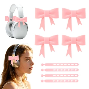 GAICHION Cute Silicone Bow Headphone Accessories, 4 Pack 3D Bow Decor for Headphones & Headsets, Coquettish Gift for Girls Women Gamers Streamers(Pink) GAICHION Cute Silicone Bow Headphone Accessories, 4 Pack 3D Bow Decor for Headphones & Headsets, Coquettish Gift for Girls Women Gamers Streamers(Pink)
