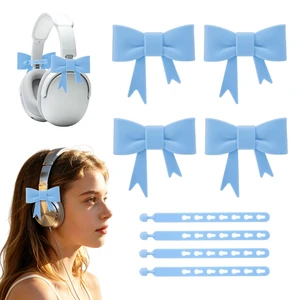 GAICHION Cute Silicone Bow Headphone Accessories, 4 Pack 3D Bow Decor for Headphones & Headsets, Coquettish Gift for Girls Women Gamers Streamers(Blue) GAICHION Cute Silicone Bow Headphone Accessories, 4 Pack 3D Bow Decor for Headphones & Headsets, Coquettish Gift for Girls Women Gamers Streamers(Blue)