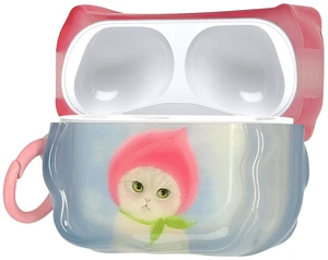 Earbud Case for Apple Airpods Pro 2 / Pro 1 - Protective Shockproof in-Ear Headphones Cover with Keychain, Soft & Durable, Cat and Peach Earbud Case for Apple Airpods Pro 2 / Pro 1 - Protective Shockproof in-Ear Headphones Cover with Keychain, Soft & Durable, Cat and Peach