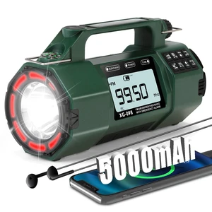 5000mAh Replaceable Battery NOAA Alert Weather Radio, Solar Crank, Light AM/FM/SW bands, sleep timer alarm clock, compass, USB phone charging, headphone jack, LED torch & siren for SOS Siren 5000mAh Replaceable Battery NOAA Alert Weather Radio, Solar Crank, Light AM/FM/SW bands, sleep timer alarm clock, compass, USB phone charging, headphone jack, LED torch & siren for SOS Siren