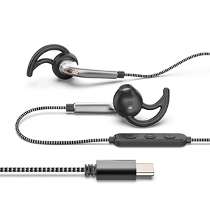 Wired USB C Headphones for Sports Running, Half in-Ear Earbuds with Microphone, Secure Fit, Tangle-Free Braided Cord, Pure Sound, Type C Earphones with Mic for Workouts, Gym, Jogging - Silver Wired USB C Headphones for Sports Running, Half in-Ear Earbuds with Microphone, Secure Fit, Tangle-Free Braided Cord, Pure Sound, Type C Earphones with Mic for Workouts, Gym, Jogging - Silver