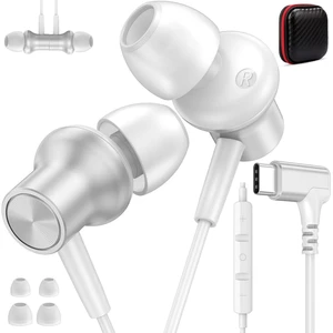 USB C Earbuds Wired for iPad/iPhone 18 Pro Max Duo 17 Air Plus, Silver 90° Right Angle Type C Earphones with Mic Stereo Magnet in Ear Wired Headphones for Samsung S26 S25 S24 Ultra S23/Pixel 11 10 USB C Earbuds Wired for iPad/iPhone 18 Pro Max Duo 17 Air Plus, Silver 90° Right Angle Type C Earphones with Mic Stereo Magnet in Ear Wired Headphones for Samsung S26 S25 S24 Ultra S23/Pixel 11 10