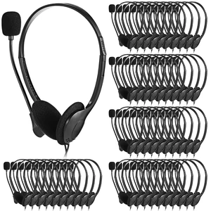 Headset with Microphone Black Stereo Headphones Adjustable Office Conference Headphones with 3.5mm Plug for Adult Mobile Phone Tablet Business Call Center(20 Pcs) Headset with Microphone Black Stereo Headphones Adjustable Office Conference Headphones with 3.5mm Plug for Adult Mobile Phone Tablet Business Call Center(20 Pcs)