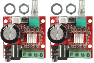 PAM8610 Mini Stereo AMP Audio Amplify Board Digital Portable Ampli Module 10W+10W Dual Channel Amplifier Class-D 12V DC (Pack of 2) PAM8610 Mini Stereo AMP Audio Amplify Board Digital Portable Ampli Module 10W+10W Dual Channel Amplifier Class-D 12V DC (Pack of 2)
