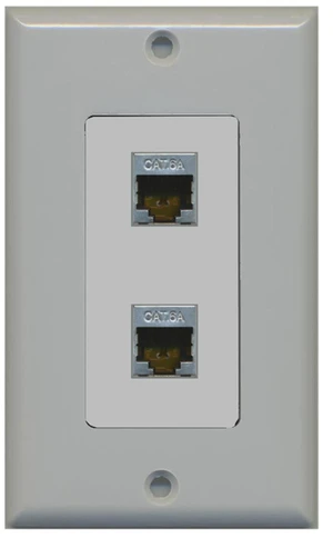 CAT 6A 2 Port Shielded Cat6a Wall Plate 1 Gang Decorative - Gray CAT 6A 2 Port Shielded Cat6a Wall Plate 1 Gang Decorative - Gray
