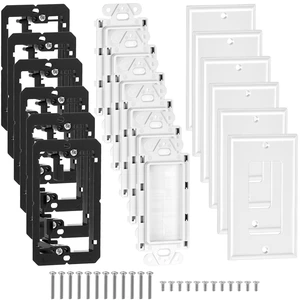 Brush Wall Plate with Low Voltage Mounting Bracket, 6-Pack Single Gang Cable Pass Through Insert, ABS Wall Plate for HDTV, TV Wall Mount, Home Theater, Office (White) Brush Wall Plate with Low Voltage Mounting Bracket, 6-Pack Single Gang Cable Pass Through Insert, ABS Wall Plate for HDTV, TV Wall Mount, Home Theater, Office (White)