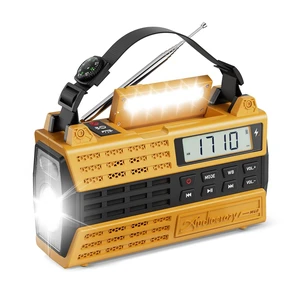 Emergency Radio, 5000mAh Solar Hand Crank Weather Radio with NOAA/AM/FM/Bluetooth, Crank Radio with Flashlight&SOS for Outdoor/Home Yellow Emergency Radio, 5000mAh Solar Hand Crank Weather Radio with NOAA/AM/FM/Bluetooth, Crank Radio with Flashlight&SOS for Outdoor/Home Yellow