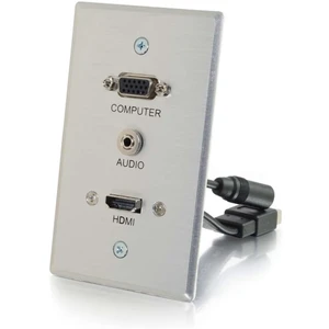 Legrand HDMI VGA and AUX Wall Pass Through, Pass Through Wall Plate for In Wall Cable Management, Brushed Aluminium, Silver, 1 Count, 60144 Legrand HDMI VGA and AUX Wall Pass Through, Pass Through Wall Plate for In Wall Cable Management, Brushed Aluminium, Silver, 1 Count, 60144