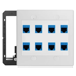 8 Port Ethernet Wall Outlet Plate Cat6 Jack RJ45 Keystone Network Cables Inline Coupler Wires Connector Date Box Cover with 2Gang Low Voltage Mount 8 Port Ethernet Wall Outlet Plate Cat6 Jack RJ45 Keystone Network Cables Inline Coupler Wires Connector Date Box Cover with 2Gang Low Voltage Mount