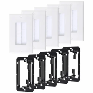 5 Pack White Brush Wall Plate with Low Voltage Mounting Bracket Hide Cable Behind in Wall, Pass Through Low Voltage Wall Plate for TV/HDMI/Coax/Speaker/Ethernet Wire, Standard Size 4.5*2.75 5 Pack White Brush Wall Plate with Low Voltage Mounting Bracket Hide Cable Behind in Wall, Pass Through Low Voltage Wall Plate for TV/HDMI/Coax/Speaker/Ethernet Wire, Standard Size 4.5*2.75