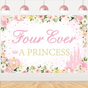 Four Ever a Princess Birthday Decorations Backdrop, Princess 4th Birthday Party Decorations Backdrop Banner for 4 Year Old Girl Birthday 5 x 7ft Four Ever a Princess Birthday Decorations Backdrop, Princess 4th Birthday Party Decorations Backdrop Banner for 4 Year Old Girl Birthday 5 x 7ft