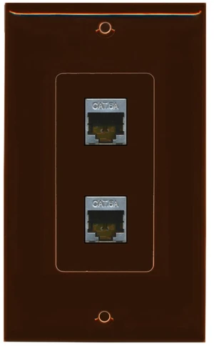 CAT 6A 2 Port Shielded Cat6a Wall Plate 1 Gang Decorative - Brown CAT 6A 2 Port Shielded Cat6a Wall Plate 1 Gang Decorative - Brown