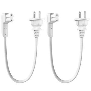 Pair of 1.15Ft Short Power Cord for Sonos One/One SL/Play 1 Power Plug Cable - 2 Prong L-Shaped AC Power Cable Replacement Cord for Sonos Power Supply Cable, White Pair of 1.15Ft Short Power Cord for Sonos One/One SL/Play 1 Power Plug Cable - 2 Prong L-Shaped AC Power Cable Replacement Cord for Sonos Power Supply Cable, White